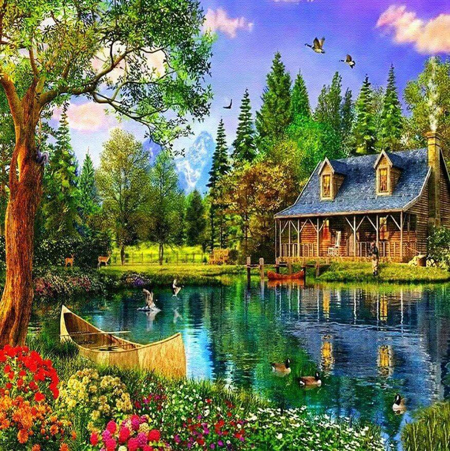 Haus am See Diamond Painting - Diamond Painting