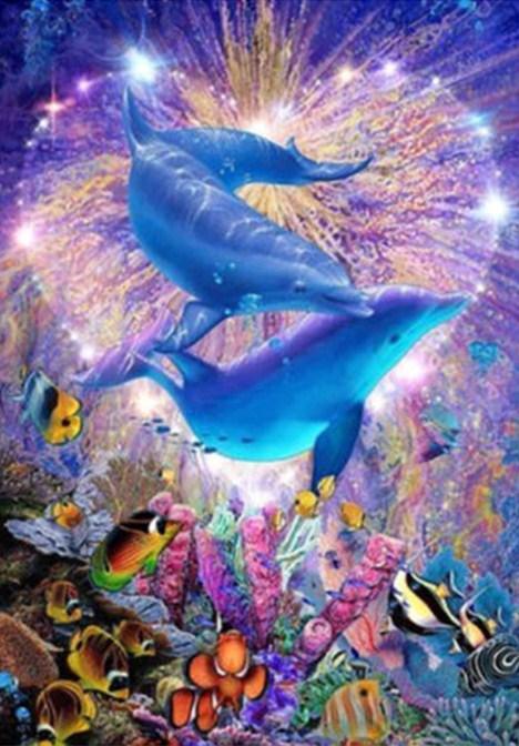 Schönes Delfinpaar Diamond Painting - Diamond Painting