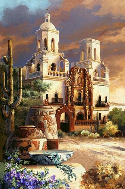 Mexikanische Kirche - Malen mit Diamanten - Diamond Painting