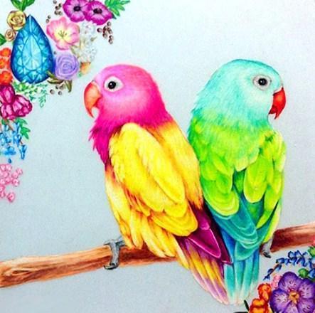 Papageien Paar Malerei Kit - Diamond Painting