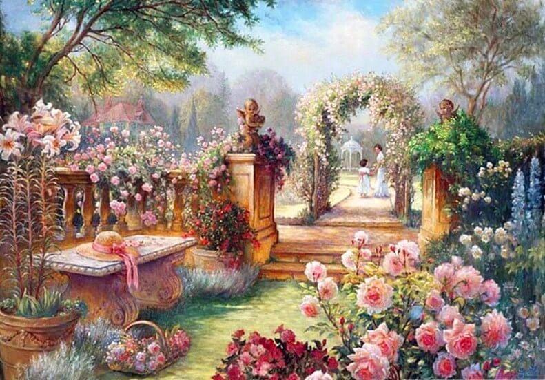 Atemberaubend Blumengarten - Diamond Painting