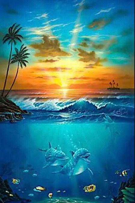 Unter Wasser Delfine DIY Painting Kit - Diamond Painting