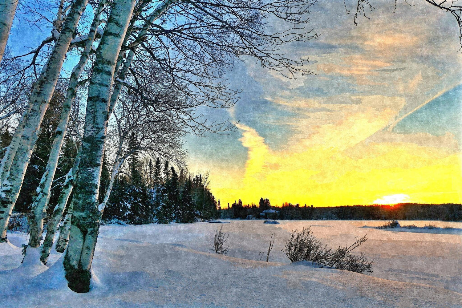 Ende eines Wintertages - Kunst des Denise Dundon - Diamond Painting