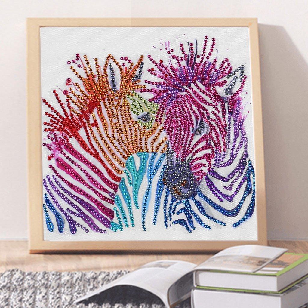 Zebras bunte Streifen Spezial Diamond Painting - Diamond Painting