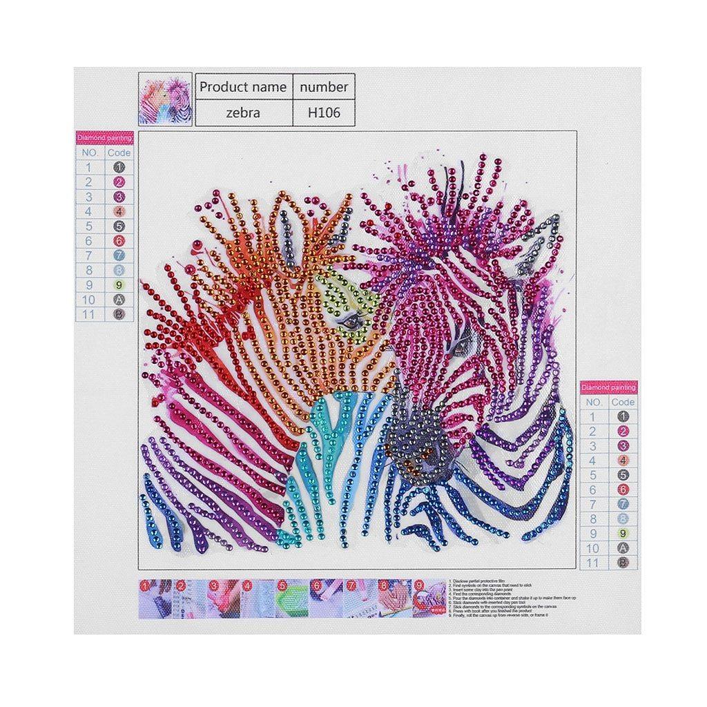 Zebras bunte Streifen Spezial Diamond Painting - Diamond Painting