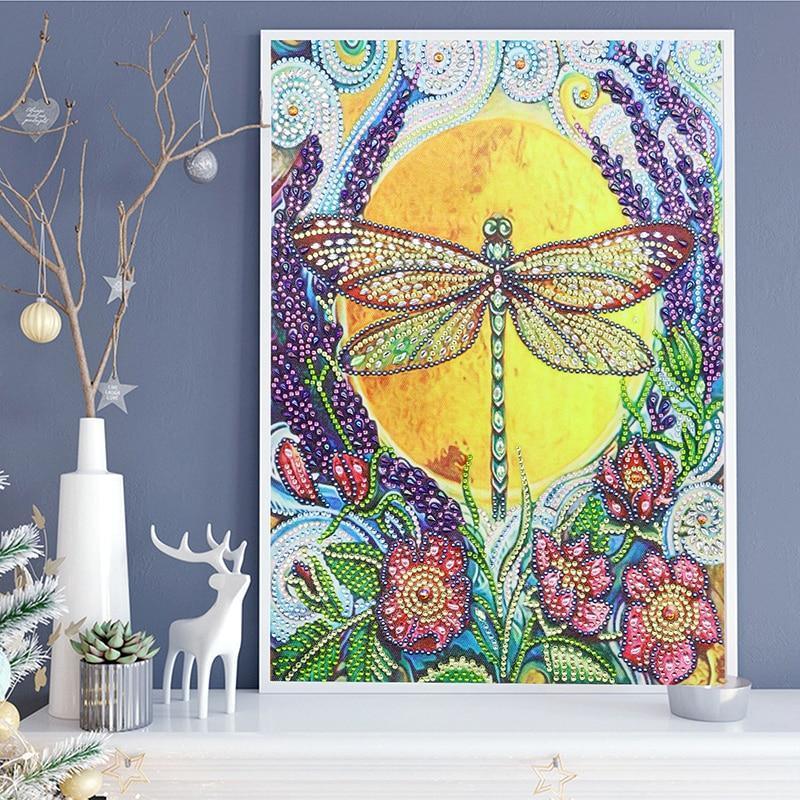 Libelle im Garten - Spezial Diamond Painting - Diamond Painting