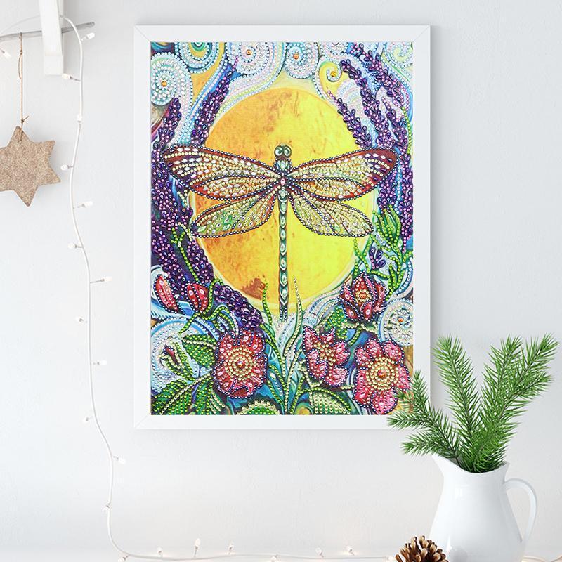 Libelle im Garten - Spezial Diamond Painting - Diamond Painting