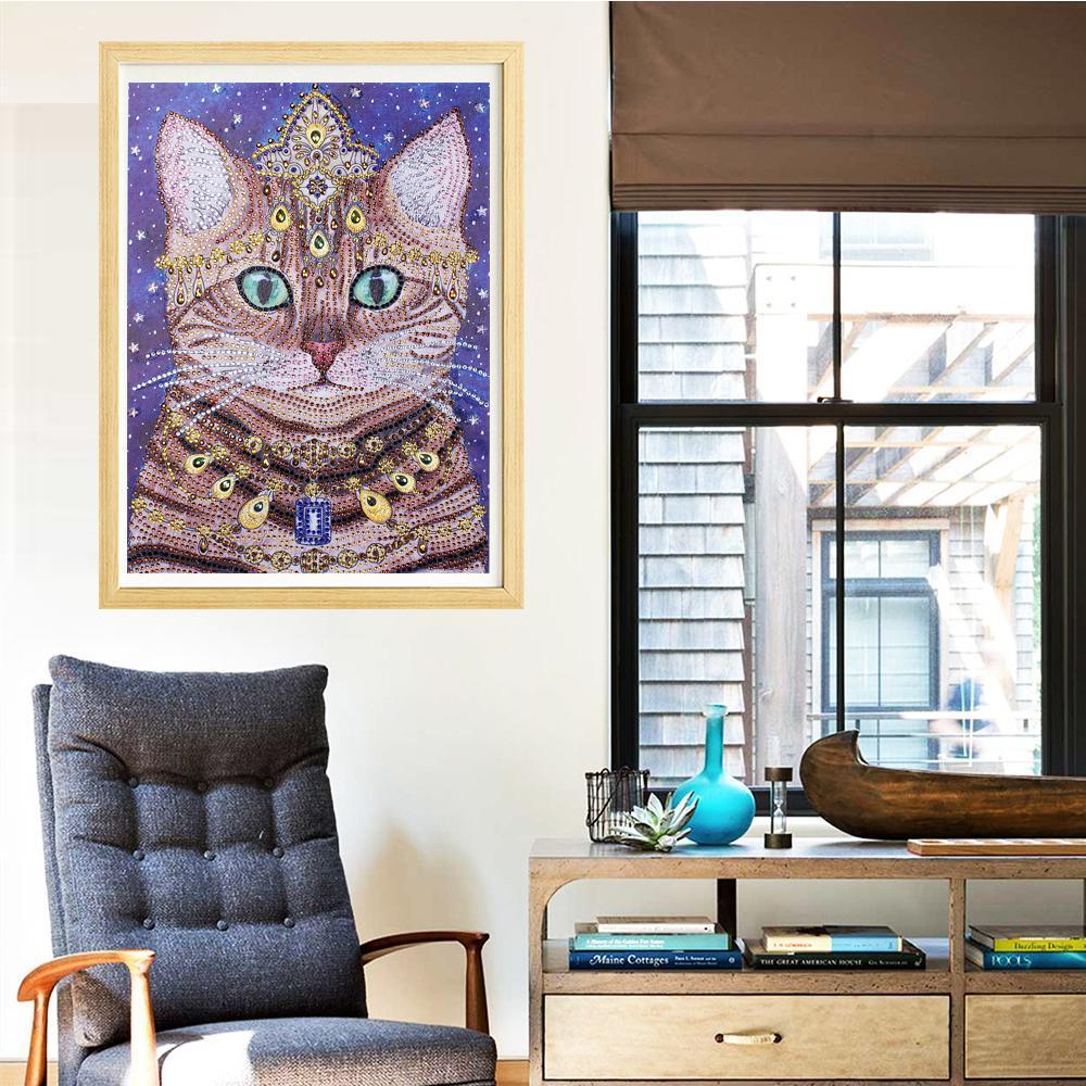Juwelenbesetzte Katze - Spezial Diamond Painting - Diamond Painting