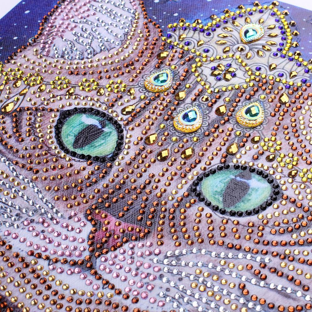 Juwelenbesetzte Katze - Spezial Diamond Painting - Diamond Painting