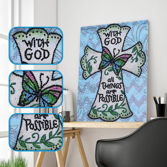 Schmetterling am Christianskreuz - Spezial Diamond Painting - Diamond Painting