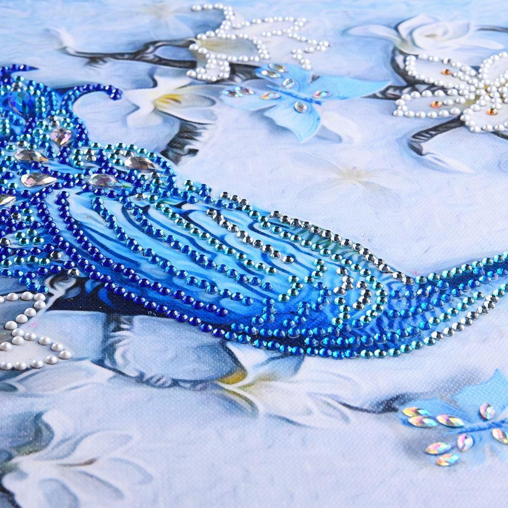 Blauer Pfau - Spezial Shaped Diamond Painting - Diamond Painting