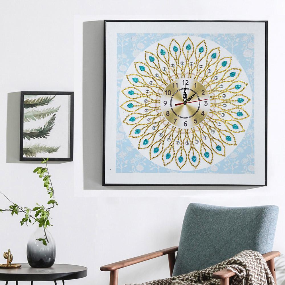 Weiße Wanduhr - Spezial Diamond Painting - Diamond Painting