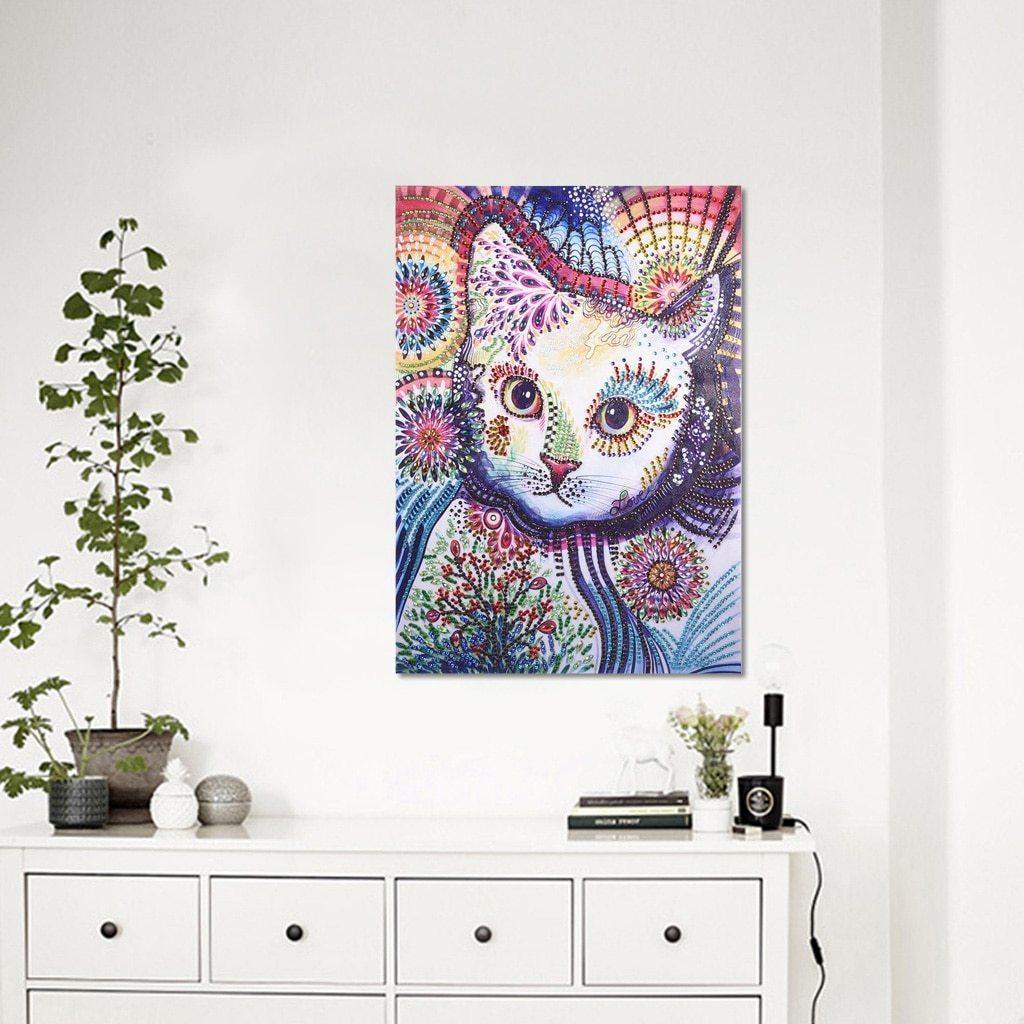 Weiße Katze - Spezial Diamond Painting - Diamond Painting