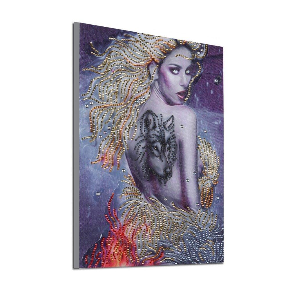 Mädchen mit Wolf Tattoo - Spezial Diamond Painting - Diamond Painting