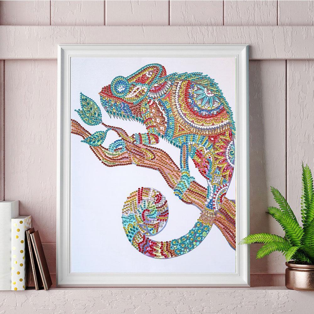 Abstrakte Eidechse - Spezial Diamond Painting - Diamond Painting