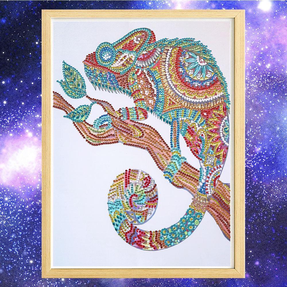 Abstrakte Eidechse - Spezial Diamond Painting - Diamond Painting
