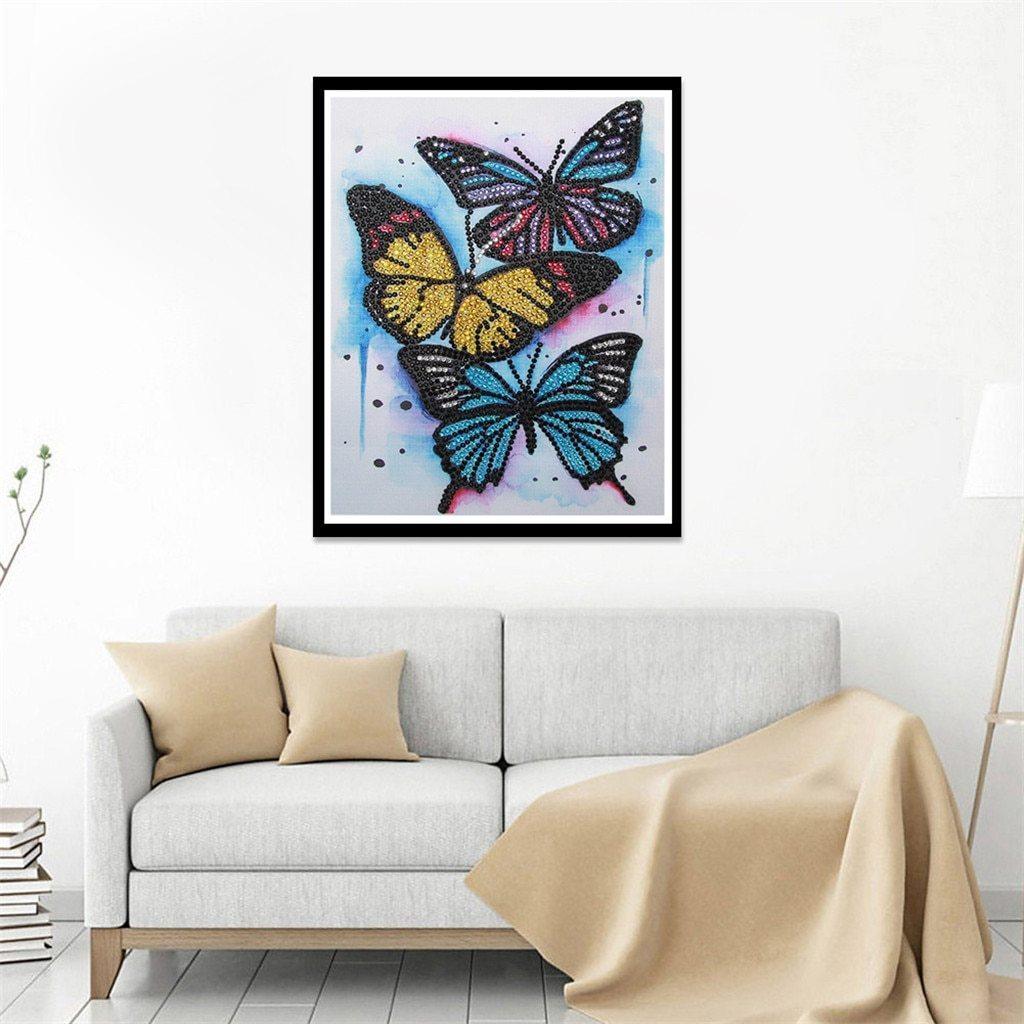Drei Schmetterlinge - Spezial Diamond Painting - Diamond Painting