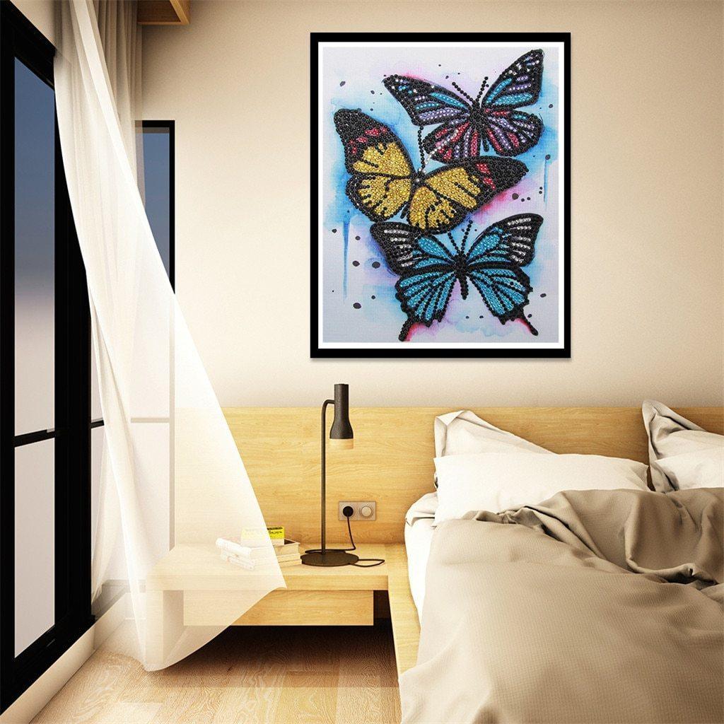Drei Schmetterlinge - Spezial Diamond Painting - Diamond Painting