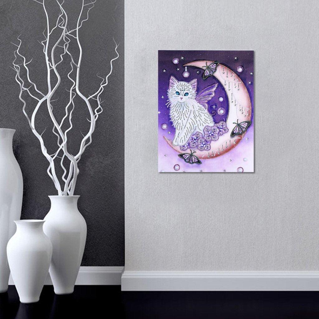 Katze am Mond - Spezial Diamond Painting - Diamond Painting