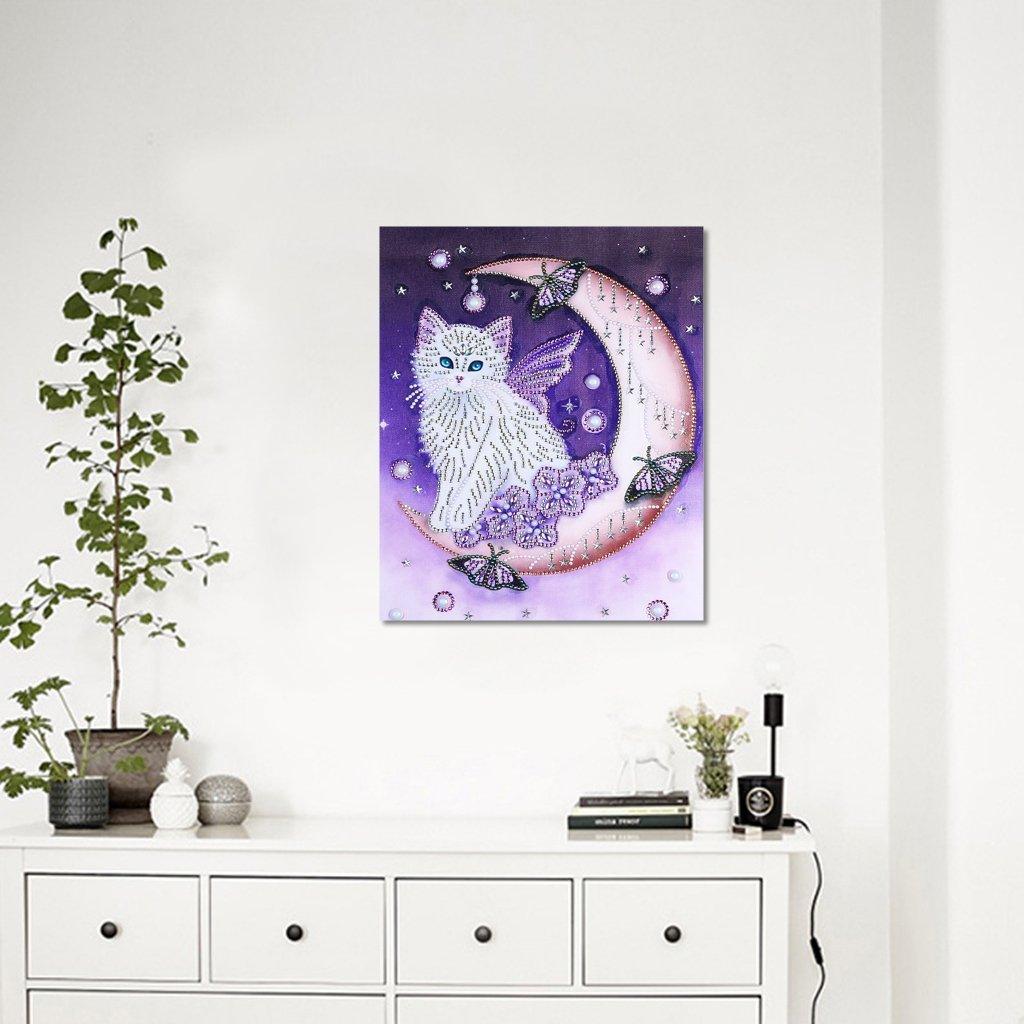 Katze am Mond - Spezial Diamond Painting - Diamond Painting
