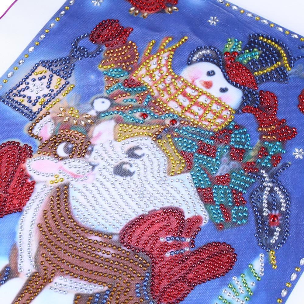Schneemann und Hirsch - Spezial Diamond Painting - Diamond Painting