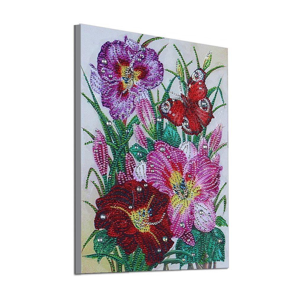 Schmetterling im Blumen garten - Spezial Diamond Painting - Diamond Painting