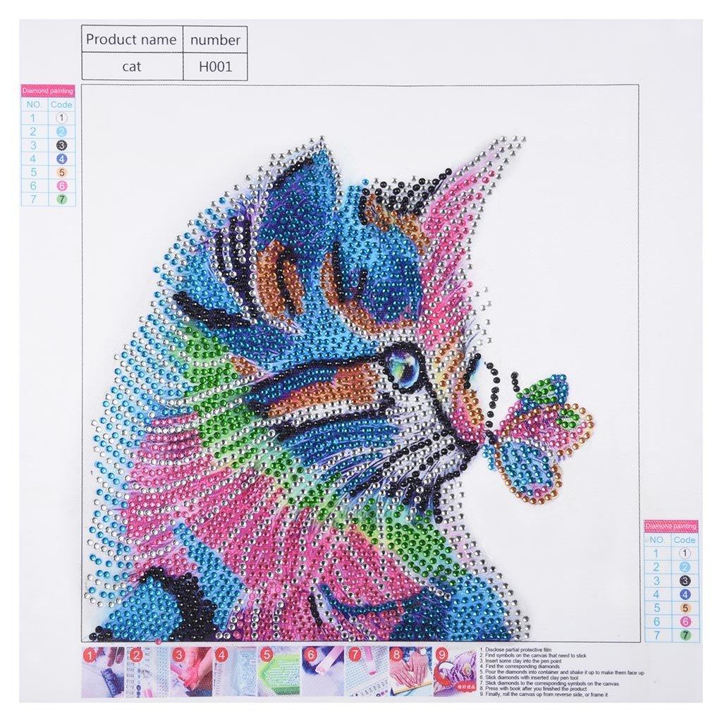 Katzen spielen mit Schmetterling - Spezial Diamond Painting - Diamond Painting