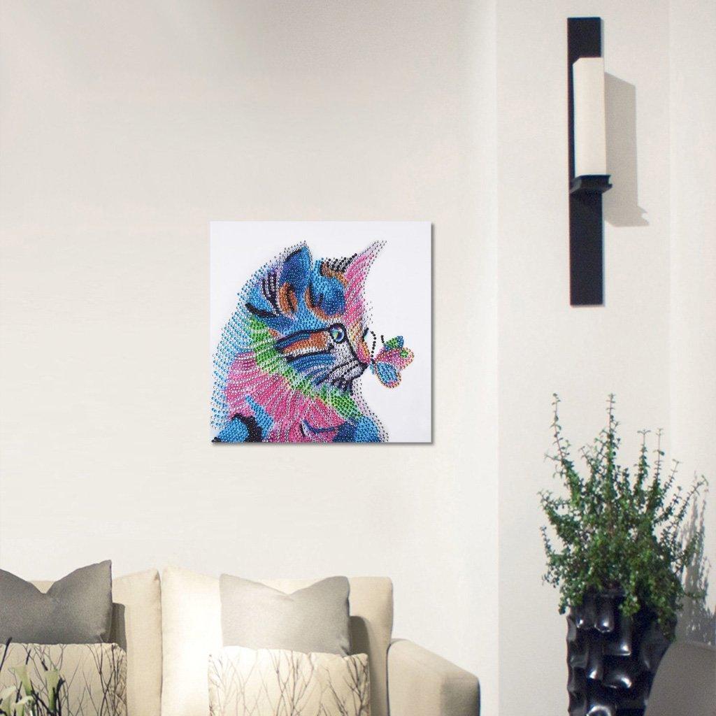 Katzen spielen mit Schmetterling - Spezial Diamond Painting - Diamond Painting