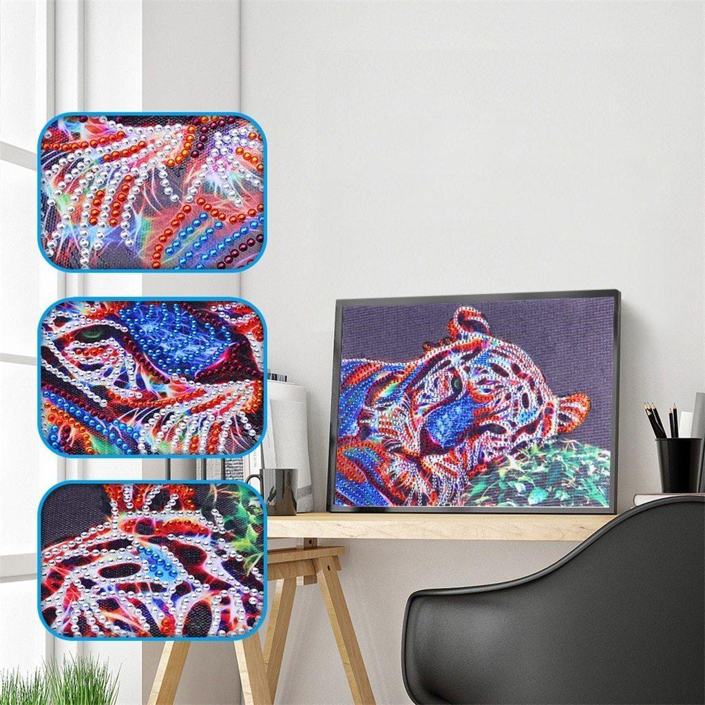 Bunter schlafender Tiger - Spezial Diamond Painting - Diamond Painting