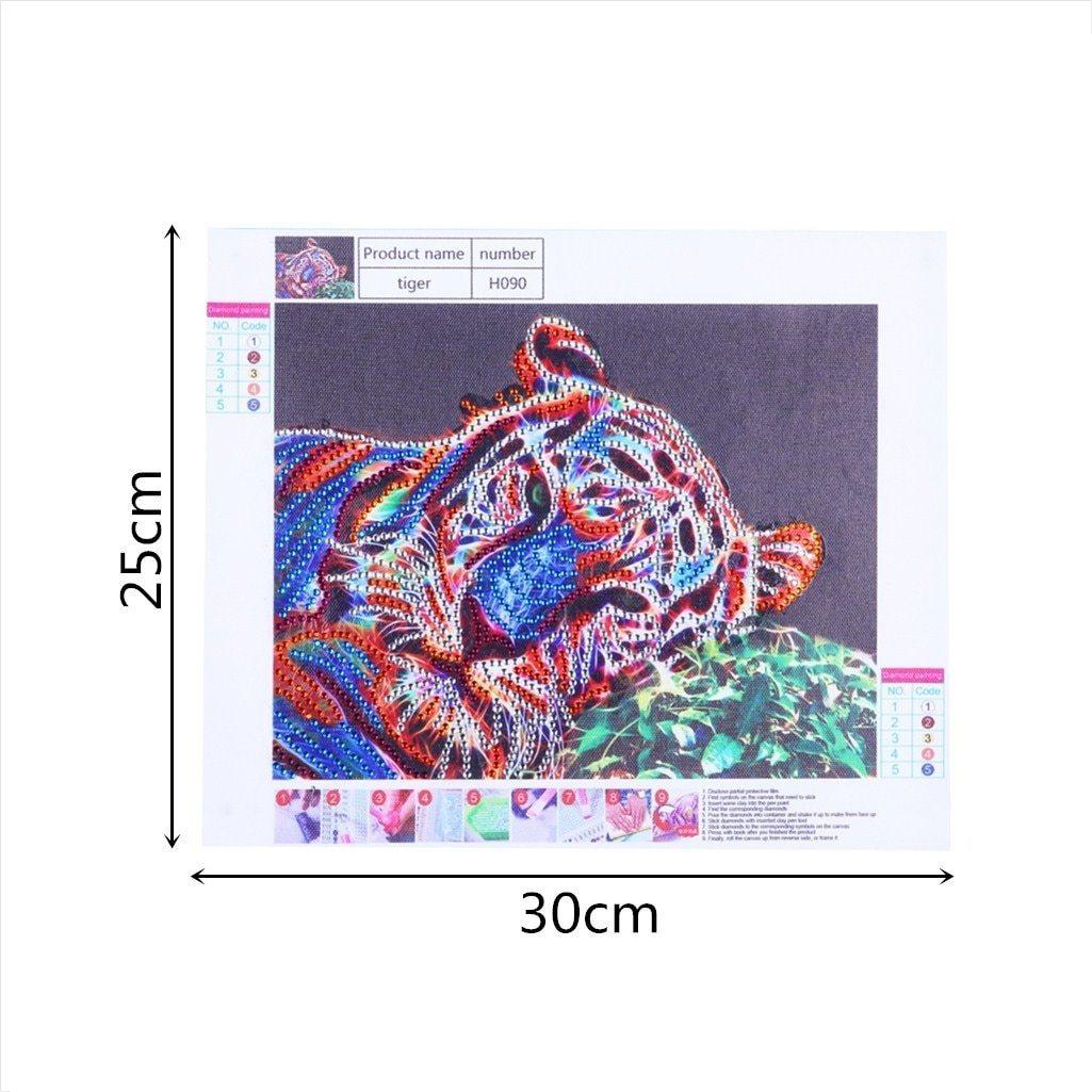Bunter schlafender Tiger - Spezial Diamond Painting - Diamond Painting