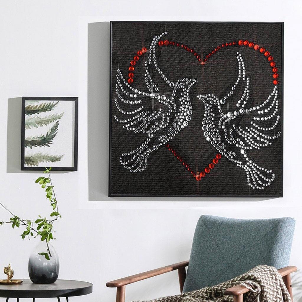 Glänzende Herztauben - Spezial Diamond Painting - Diamond Painting