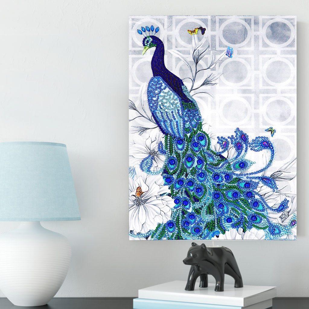 Ein blauer Pfau - Spezial Diamond Painting - Diamond Painting