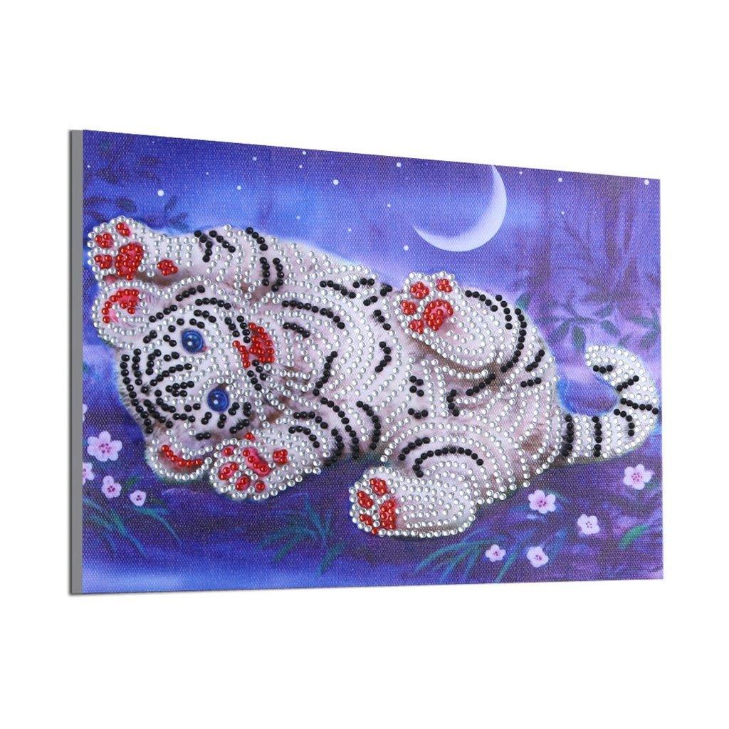 Netter kleiner weißer Tiger - Spezial Diamond Painting - Diamond Painting