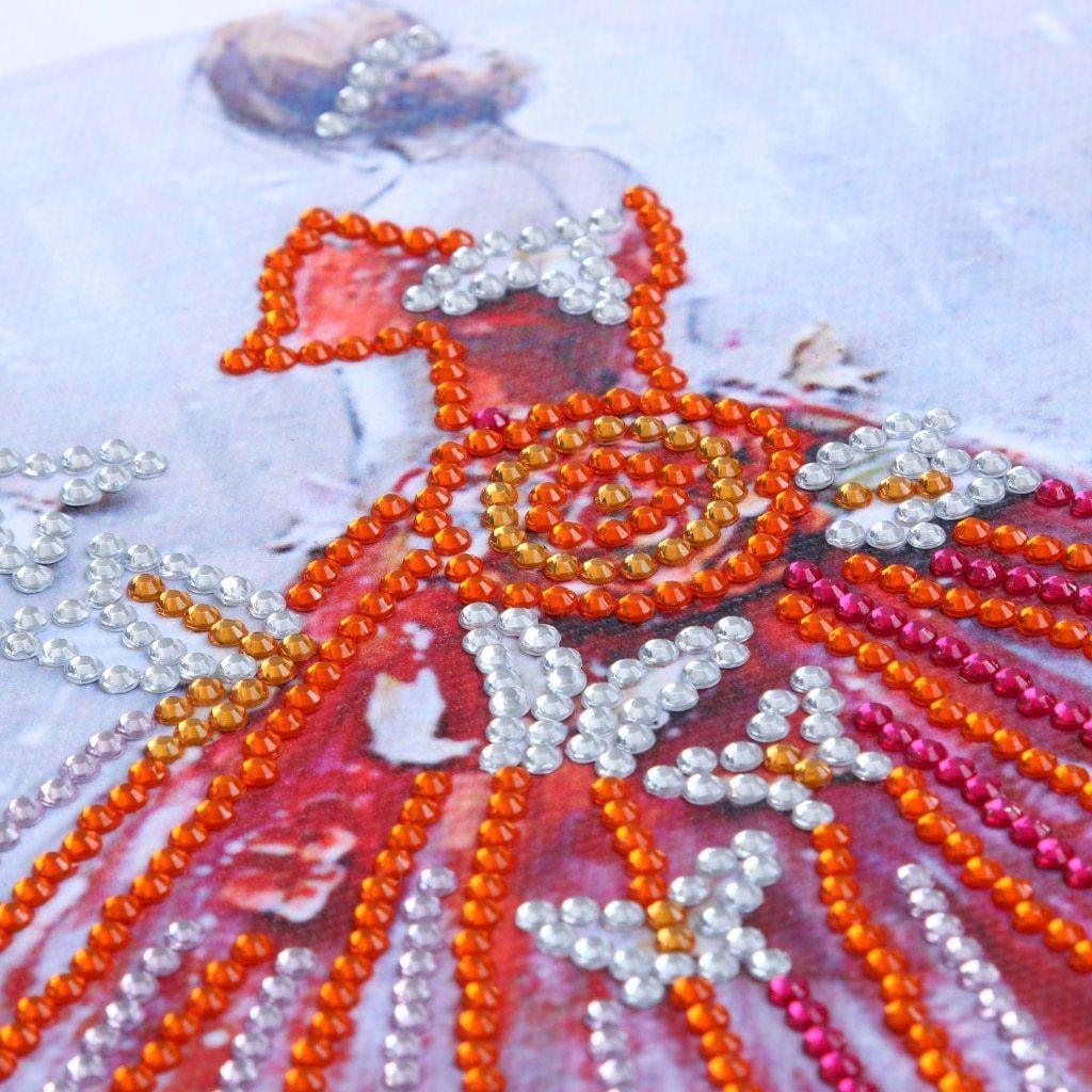 Mädchen im roten Kleid - Spezial Diamond Painting - Diamond Painting