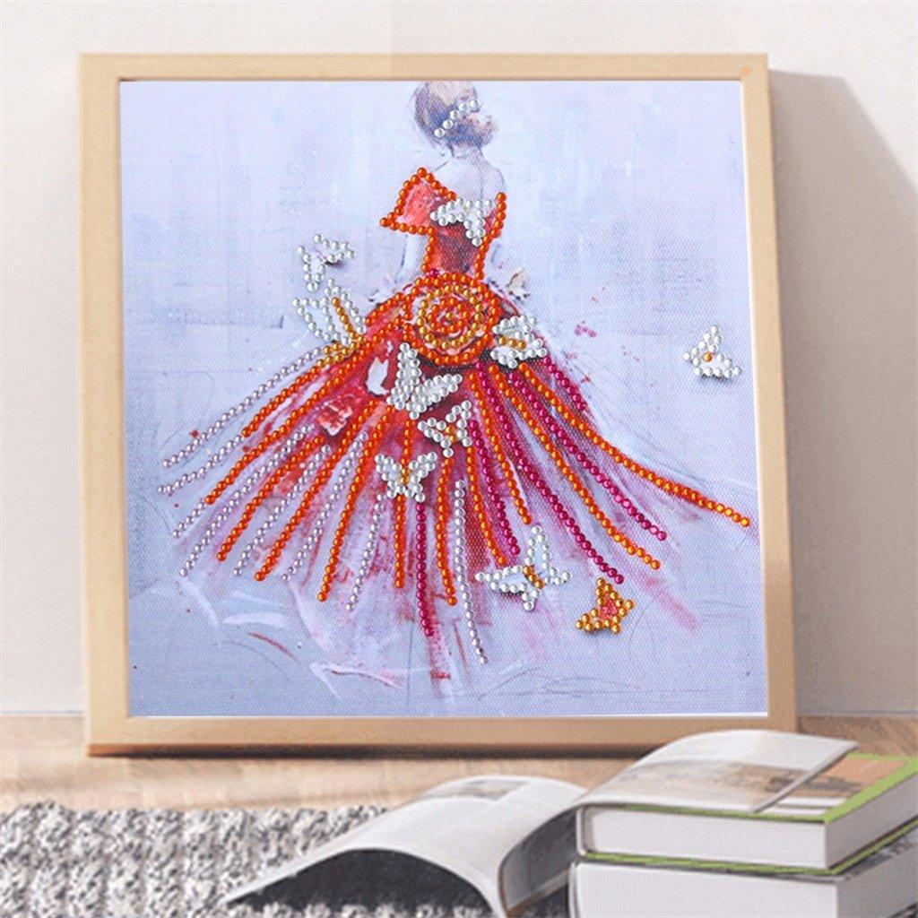 Mädchen im roten Kleid - Spezial Diamond Painting - Diamond Painting