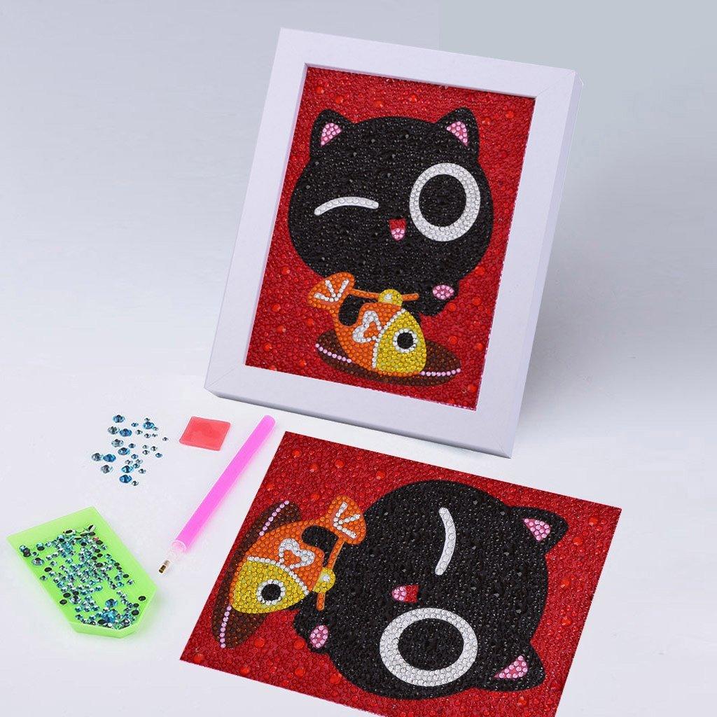 Entzückende schwarze Katze - Spezial Diamond Painting - Diamond Painting