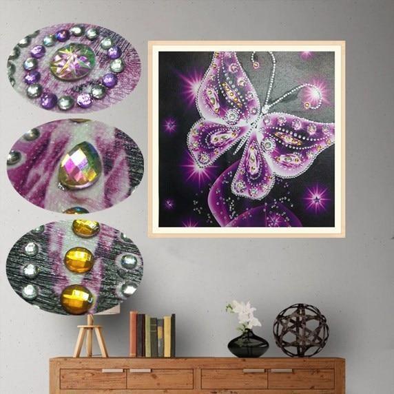 Leuchtendes Schmetterlings Porträt - Spezielle Form Diamond Painting - Diamond Painting