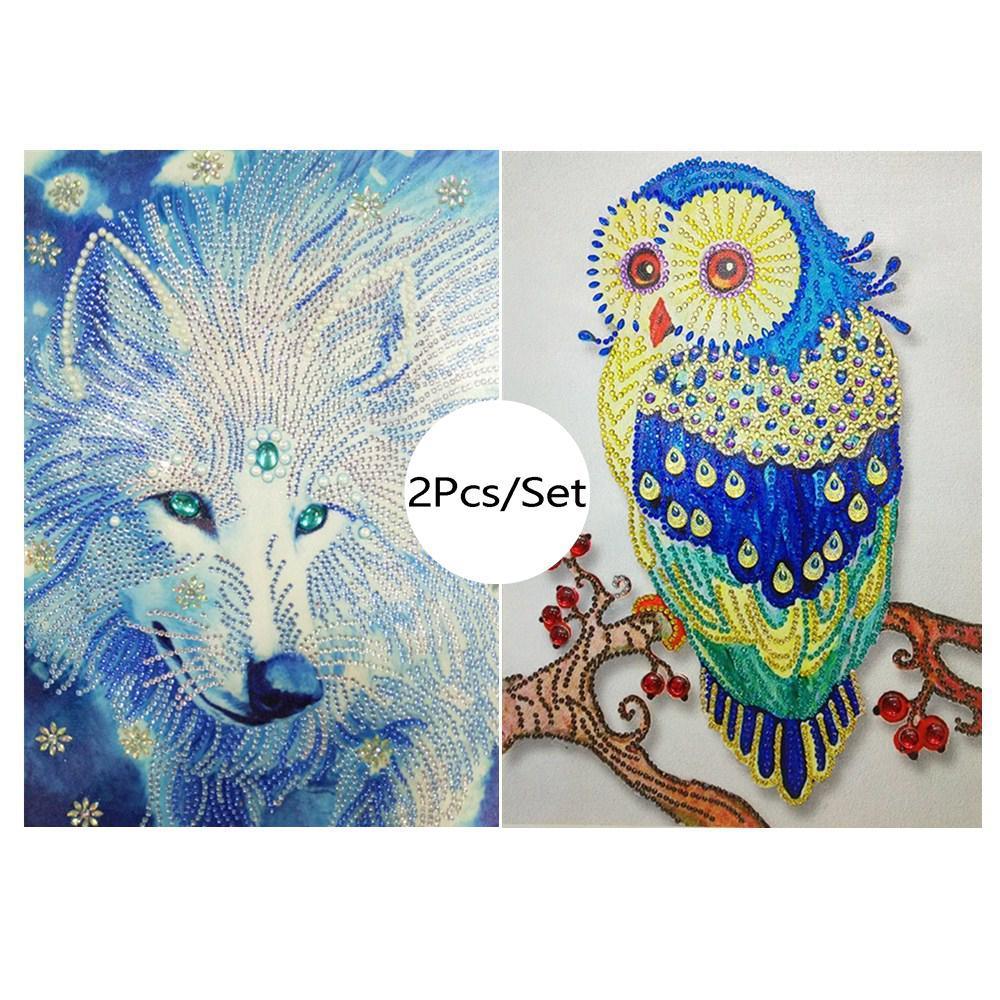 Wolf-Eulen-Tiere - Spezial Diamond Painting - Diamond Painting