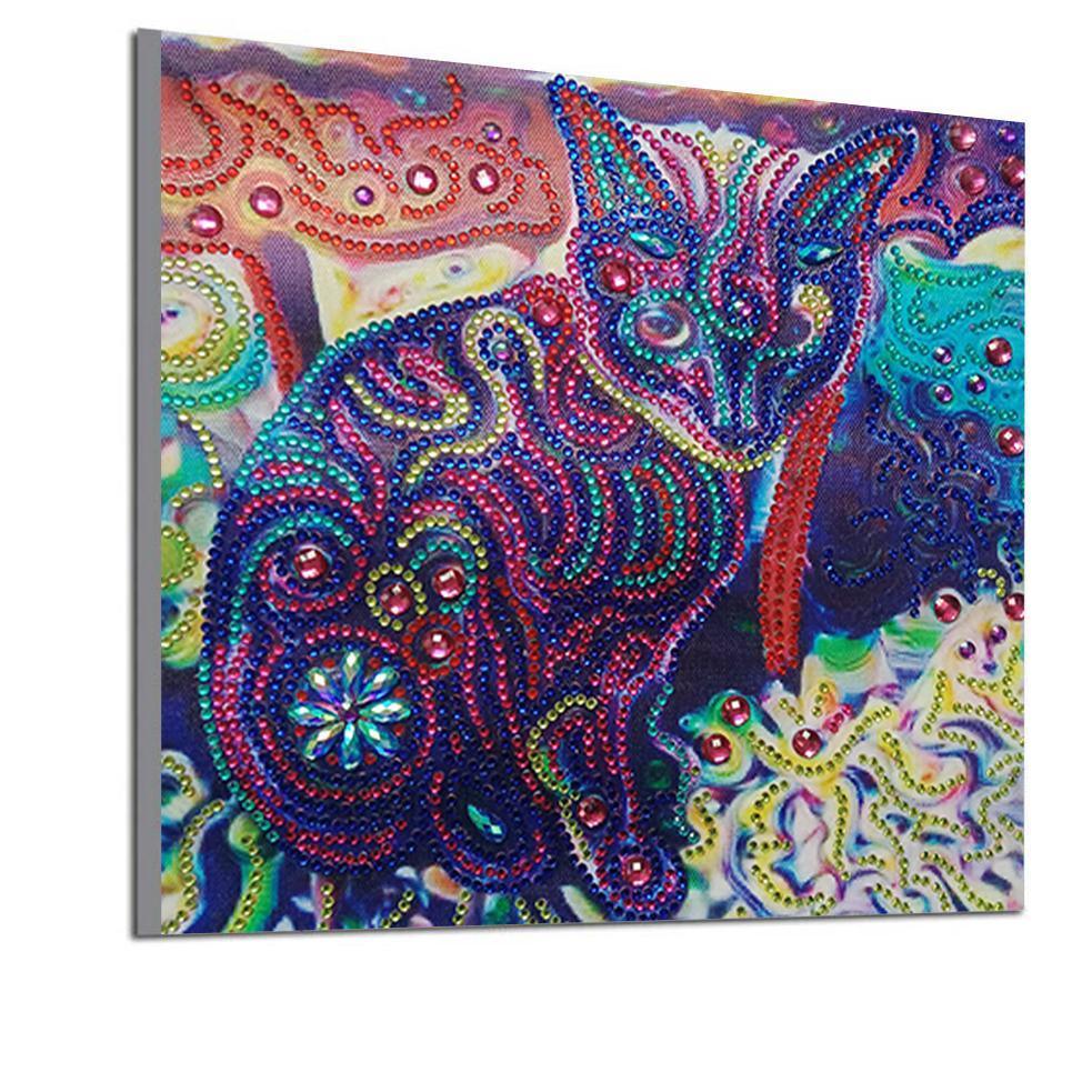 Alte schwarze Katze - Spezial Diamond Painting - Diamond Painting