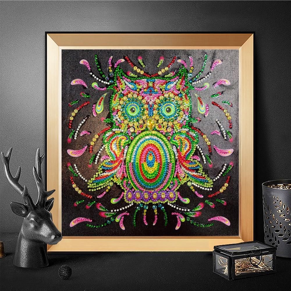 Eulen-Illusion - Spezielle Form Diamond Painting - Diamond Painting