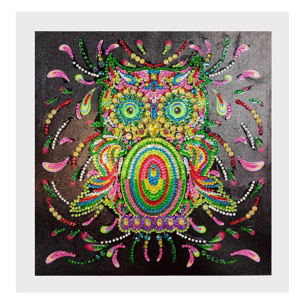 Eulen-Illusion - Spezielle Form Diamond Painting - Diamond Painting