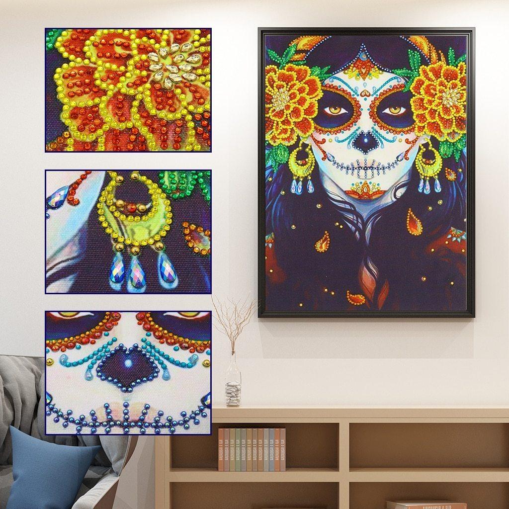 Halloween Frauen und Blumen - Spezial Diamond Painting - Diamond Painting