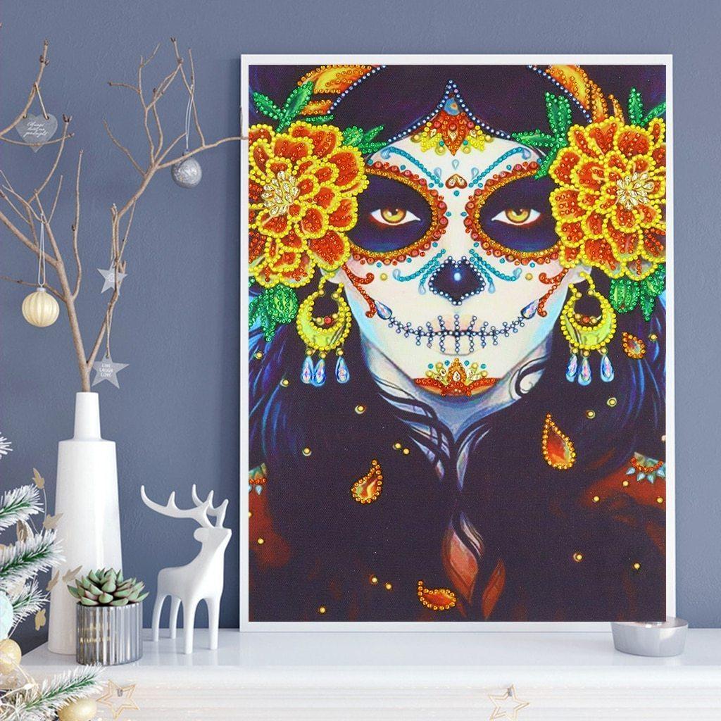 Halloween Frauen und Blumen - Spezial Diamond Painting - Diamond Painting