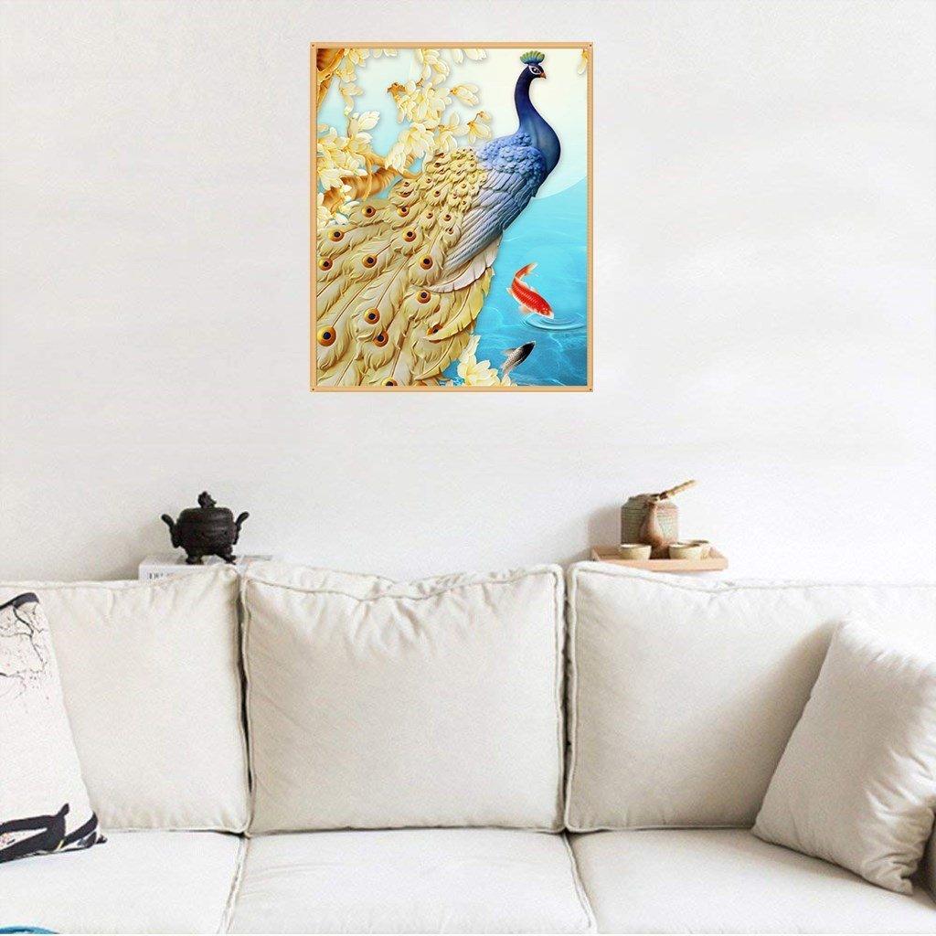 Goldener Feder pfau - Spezial Diamond Painting - Diamond Painting