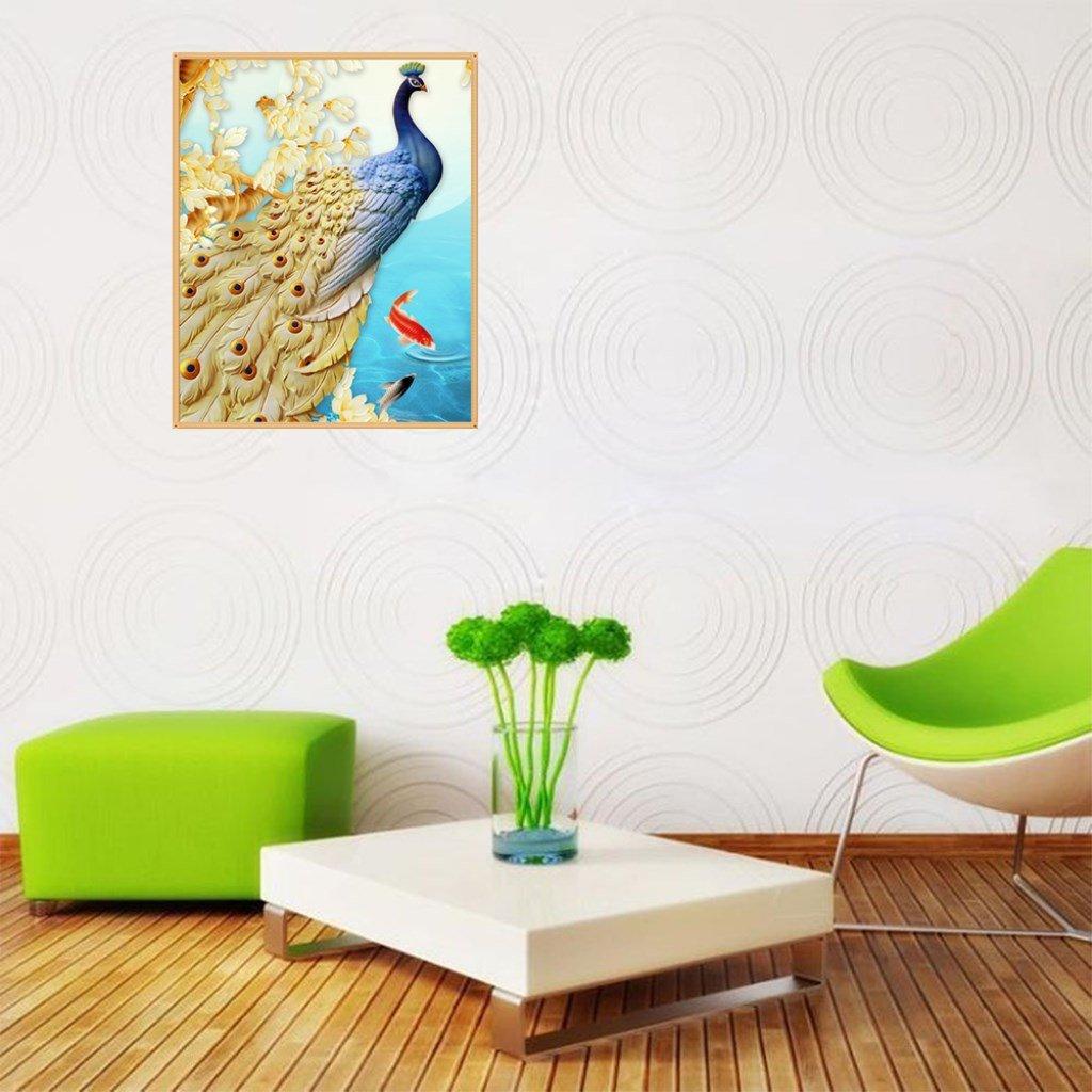 Goldener Feder pfau - Spezial Diamond Painting - Diamond Painting