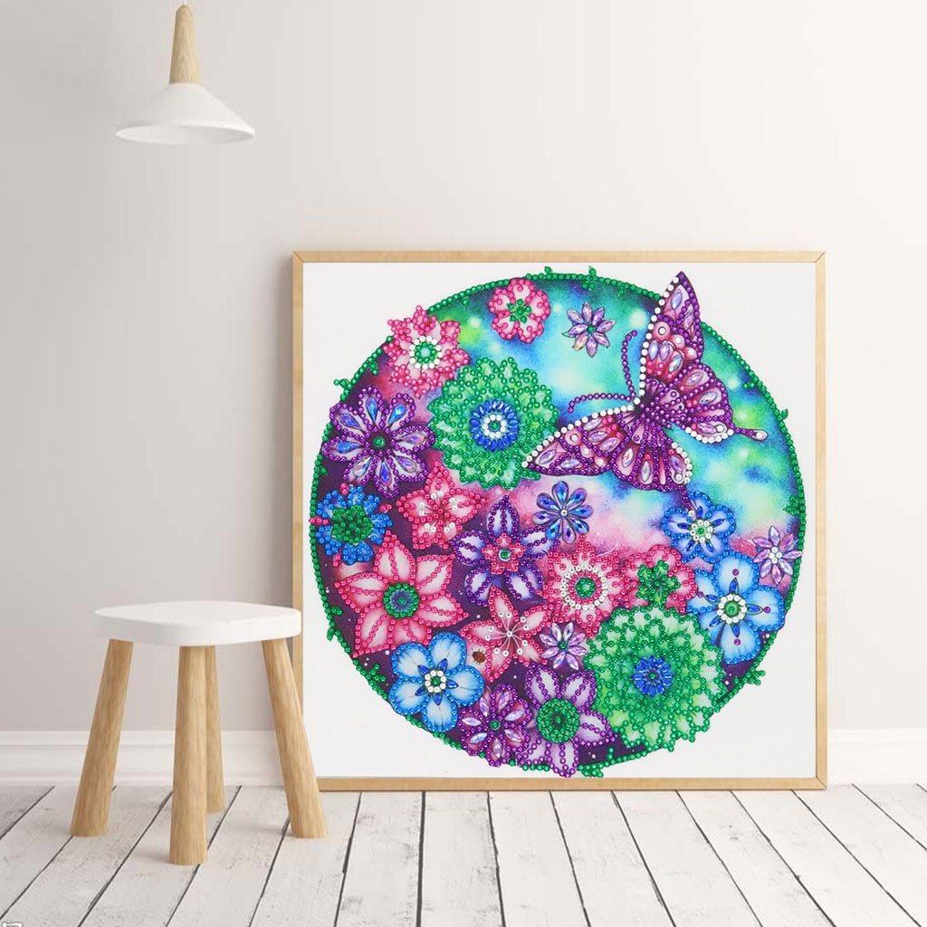 Schmetterling im Blumengarten - Spezial Diamond Painting - Diamond Painting
