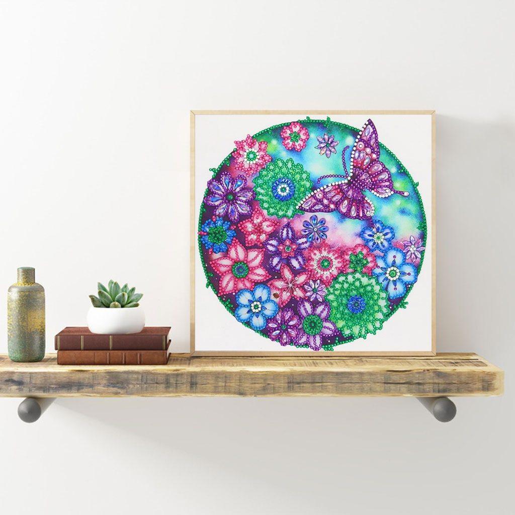 Schmetterling im Blumengarten - Spezial Diamond Painting - Diamond Painting