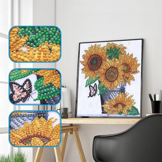 Vase mit Sonnenblumen - Spezial Diamond Painting - Diamond Painting