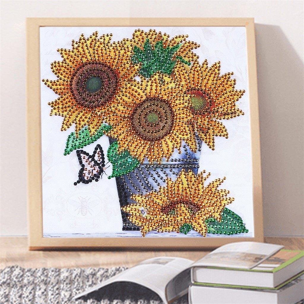 Vase mit Sonnenblumen - Spezial Diamond Painting - Diamond Painting