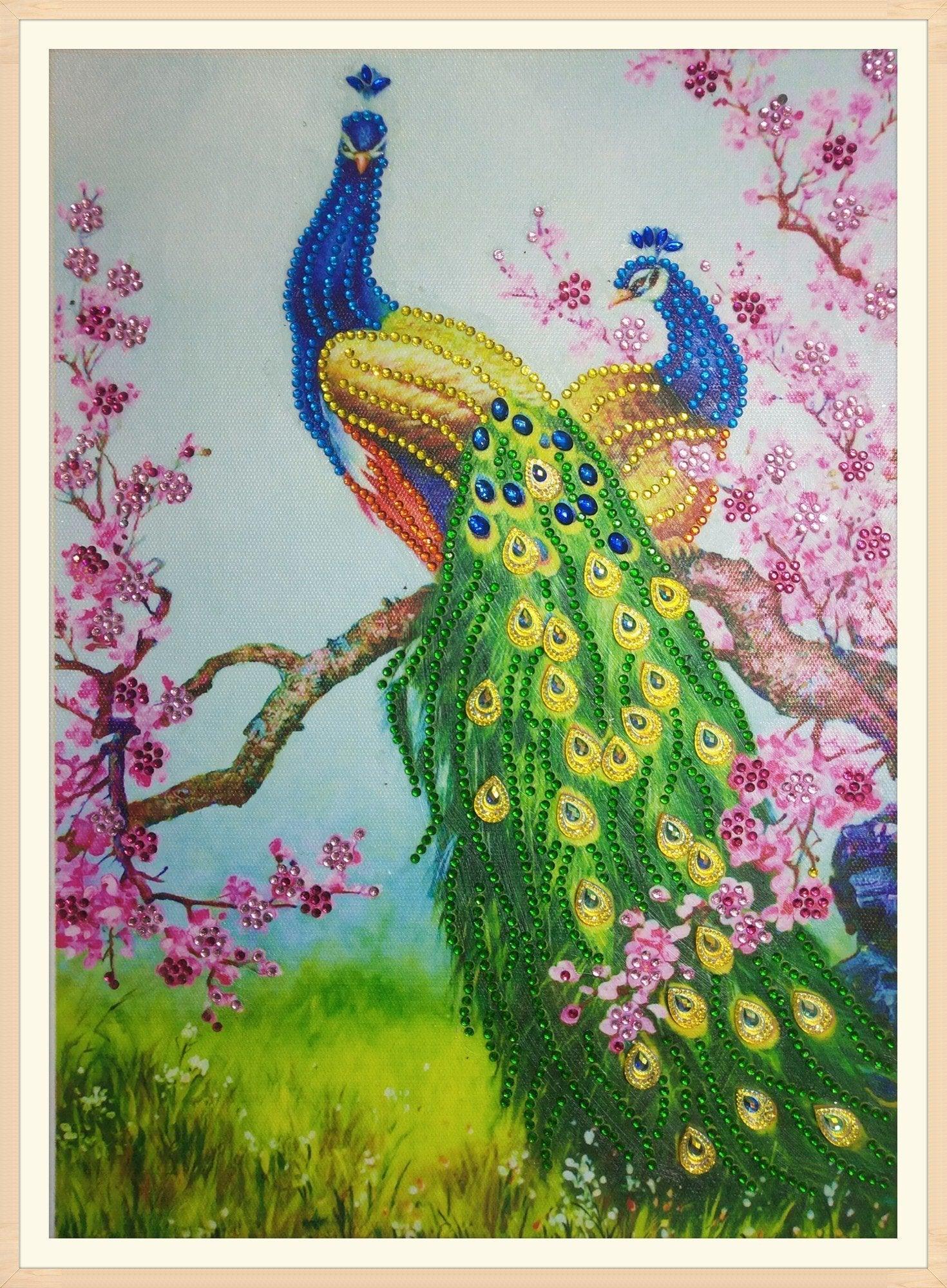 Pfauenpaar - Sonderform Diamond Painting - Diamond Painting